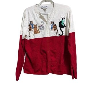 Potpourri Sz Lg Cats Cardigan Sweater